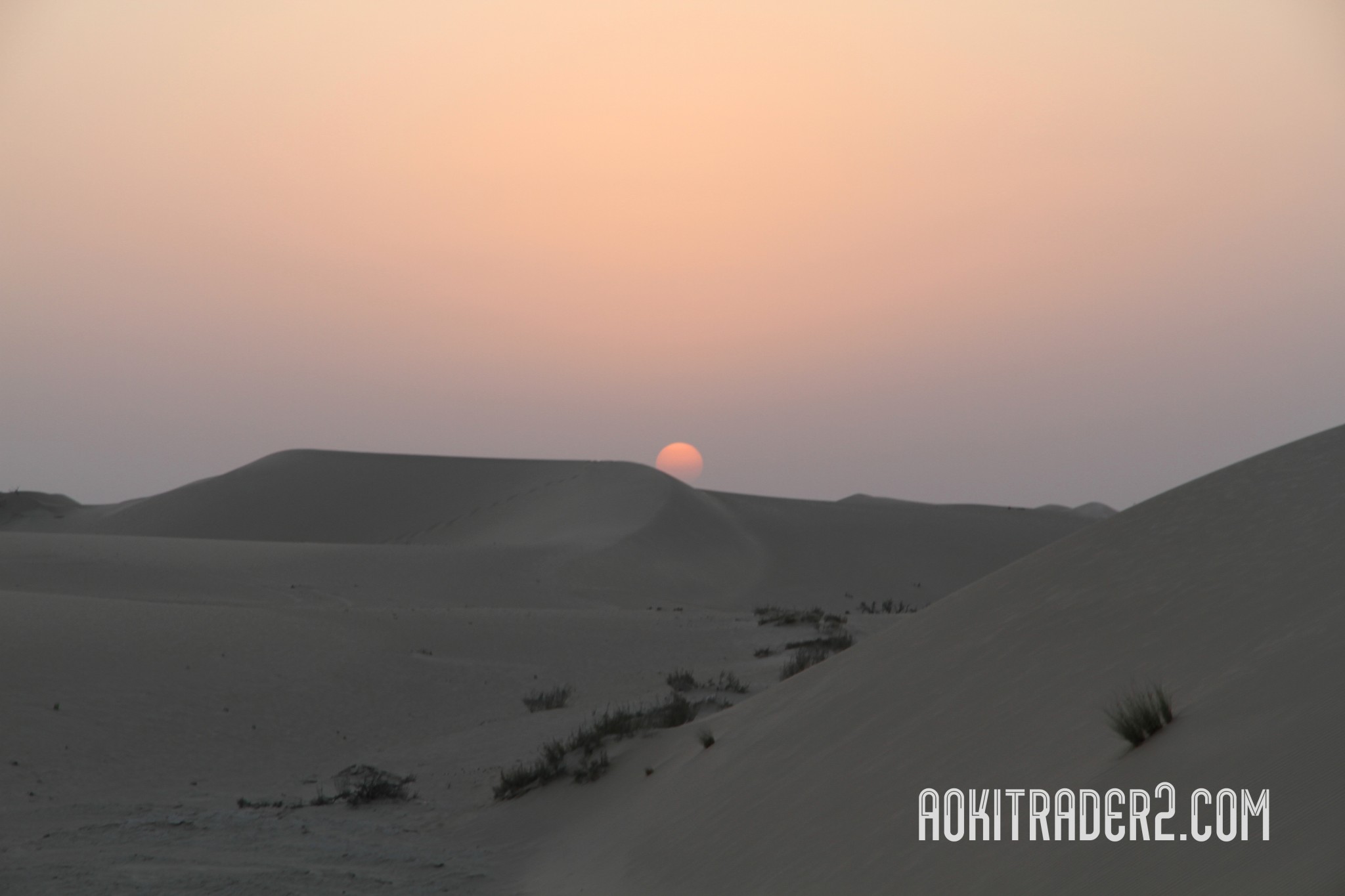 アブダビの砂漠の夕日