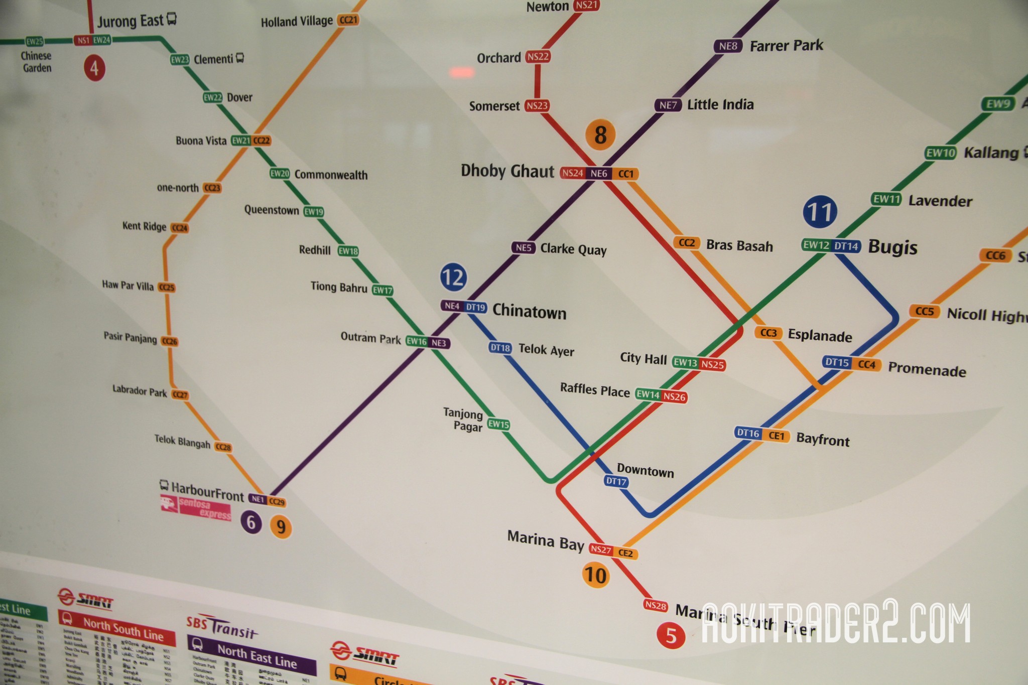 シンガポールMRTの路線図